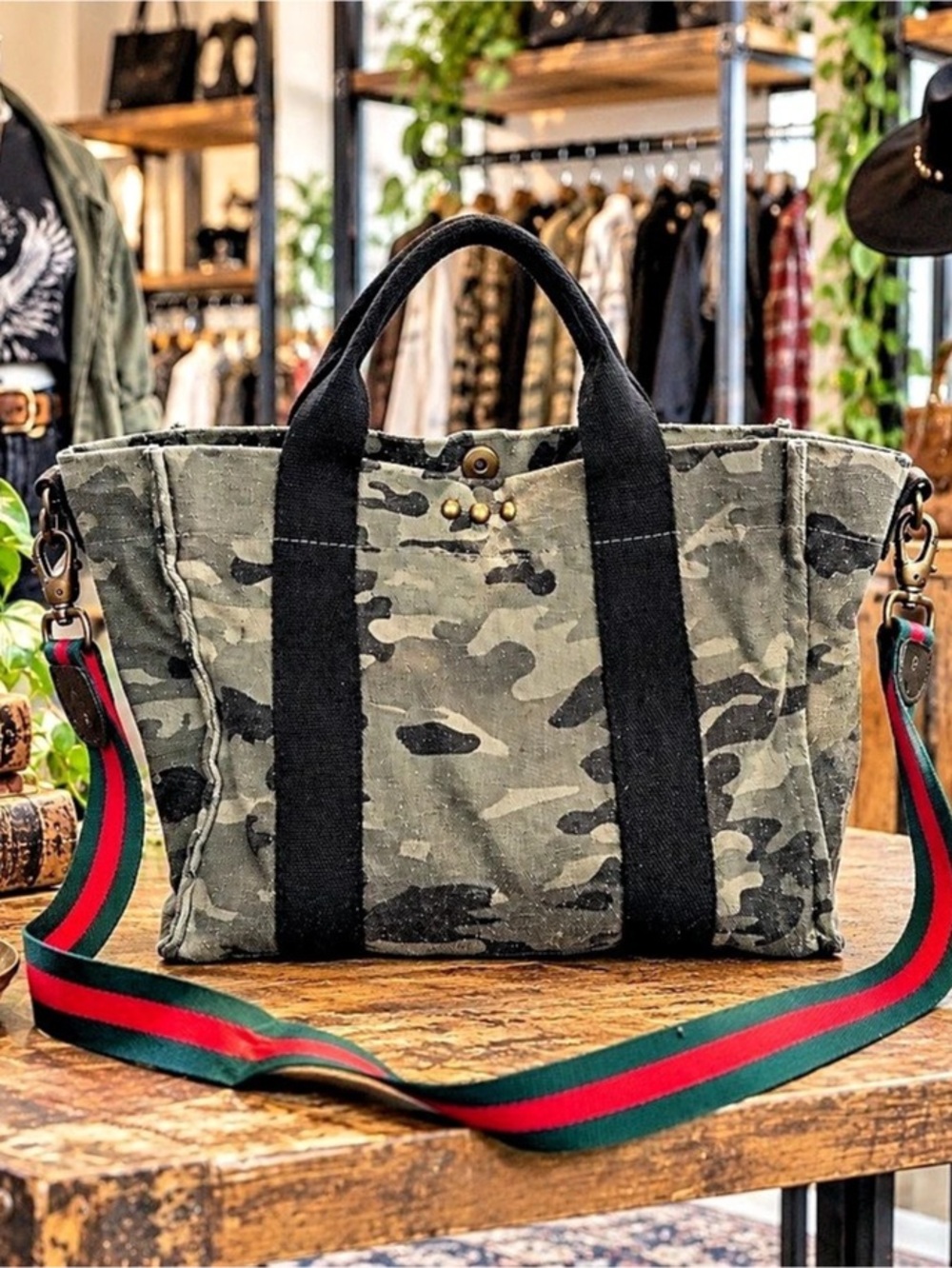PS Camo Tote Bag in Green & Black